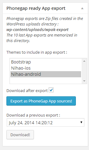 Export PhoneGap Project